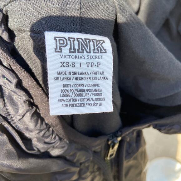 PINK Victoria's Secret Womens‎ Windbreaker Black Gray Quarter Zip Pullover XS S - Picture 6 of 6